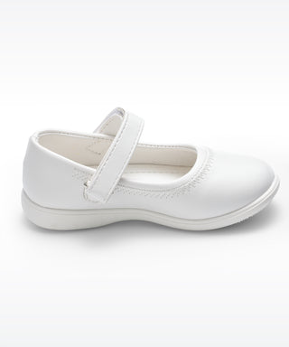 Butterfly Textured Mary Jane Shoes with Hook and Loop Closure - white