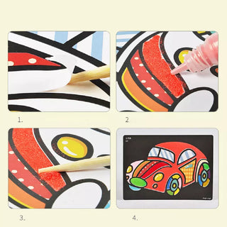 Cookieducks Handmade Colorful Sand Art Kit / Creative DIY Sand Painting Activity Montessori Educational Toy for Kids