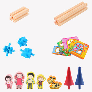 Cookieducks Villa building wooden block educational toys construction set of 268 pcs toys for kids